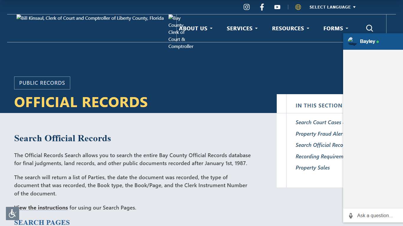 Search Official Records – Bay County Clerk of Court & Comptroller