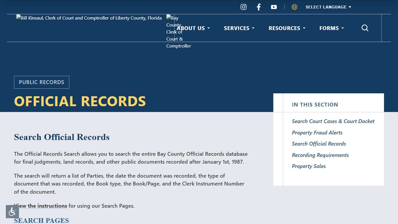 Search Official Records – Bay County Clerk of Court & Comptroller